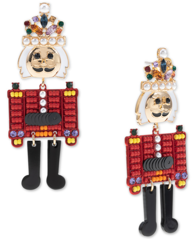 Inc International Concepts Gold-tone Bead, Crystal & Imitation Pearl Nutcracker Drop Earrings, Created For Macy's In Multi