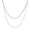 And Now This Double Row Chain With Cubic Zirconia Tennis Necklace And Clip Chain Necklace In Fine Silver Plated