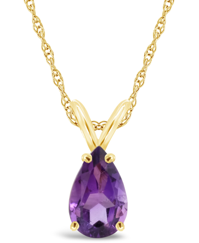 Macy's Amethyst Pendant Necklace ( 1 Ct.t.w) In 14k Yellow Gold