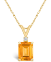 Macy's Citrine (1 Ct. T.w.) And Diamond Accent Pendant Necklace In 14k Yellow Gold Or 14k White Gold In Gold