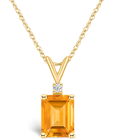 Macy's Citrine (1 Ct. T.w.) And Diamond Accent Pendant Necklace In 14k Yellow Gold Or 14k White Gold