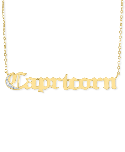 Macy's Diamond Accent Zodiac Name 18" Pendant Necklace In Sterling Silver Or 14k Gold-plated Sterling Silve In Capricorn Gold-plated Sterling Silver