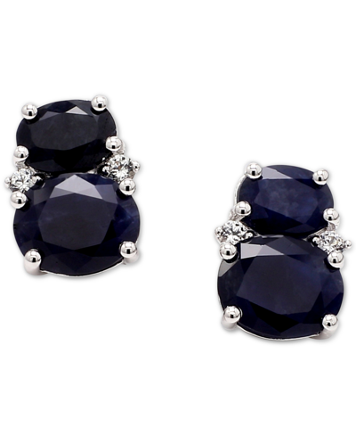 Macy's Sapphire (7 Ct. T.w.) & White Sapphire (3/8 Ct. T.w.) Stud Earrings In Sterling Silver (also Availab