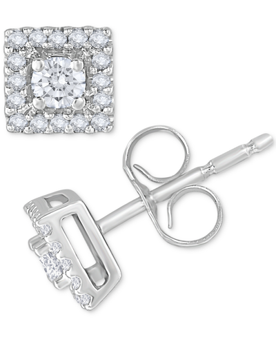 Macy's Diamond Cluster Stud Earrings (1/4 Ct. T.w.) In 14k White Gold