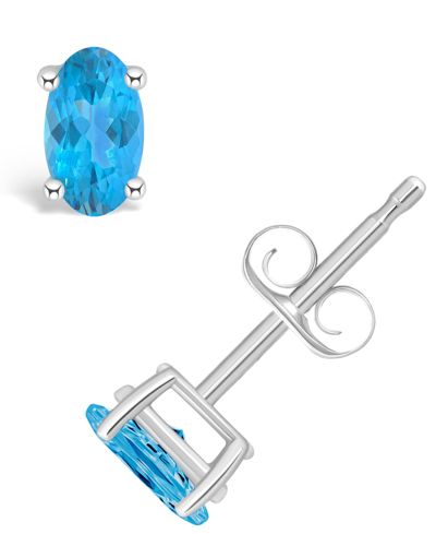 Macy's Blue Topaz (1/2 Ct. T.w.) Stud Earrings In 14k White Gold Or 14k Gold
