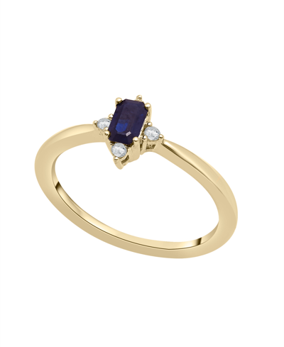 Macy's Blue Sapphire And White Sapphire Ring In 14k Yellow Gold Over Sterling Silver