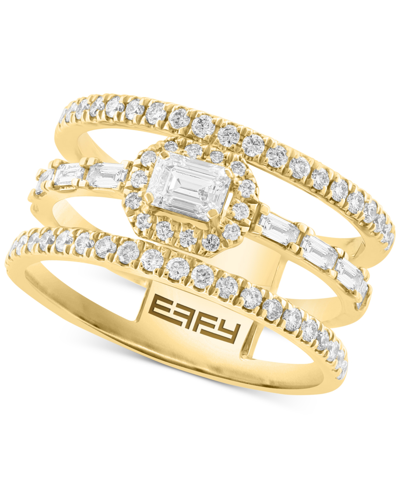 Effy Collection Effy Diamond Multi-cut Triple Row Statement Ring (7/8 Ct. T.w.) In 14k Gold In Yellow Gold