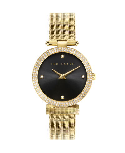 TED BAKER WOMEN'S BOW GOLD-TONE STAINLESS STEEL MESH WATCH 36MM