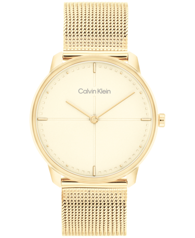 Calvin Klein Unisex Gold-tone Stainless Steel Mesh Bracelet Watch, 35mm Women's Shoes