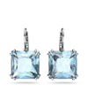 Swarovski Square Cut Millenia Drop Earrings In Blue Silver Rhodium Plating In Blue