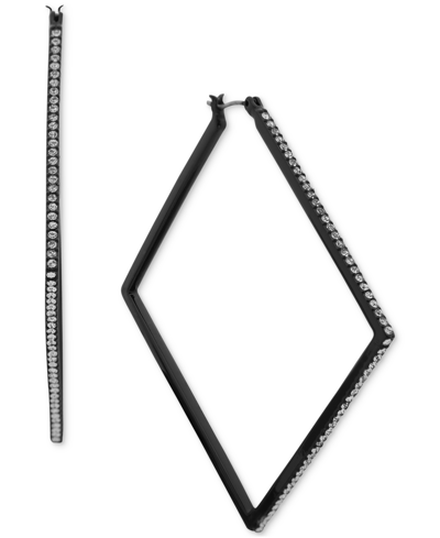 Karl Lagerfeld Pave Crystal Square Hoop Earrings, 2.54" In Black
