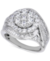 Macy's Diamond Round & Baguette Swirl Ring (2-1/2 Ct. T.w.) In 14k White Gold In White Gold