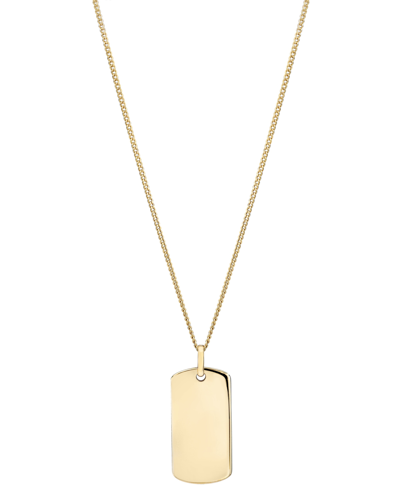 Macy's Polished Id Tag Pendant 18" Curb Link Chain Necklace In 10k Yellow Gold