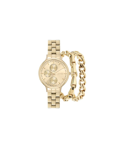 Jones New York Women's Shiny Gold-tone Metal Bracelet Watch 34mm Gift Set