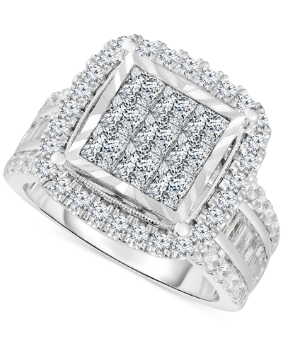 Trumiracle Diamond Princess Cluster Engagement Ring (3 Ct. T.w.) In 10k White Gold