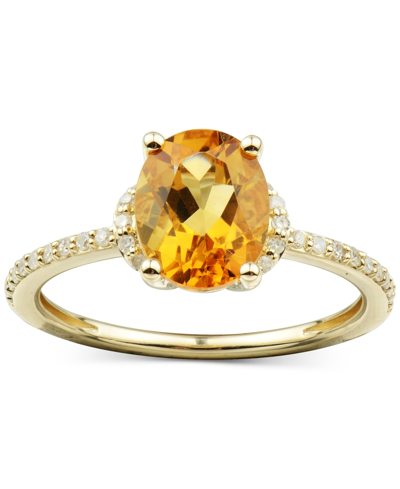 Macy's Citrine (1-5/8 Ct. T.w.) & Diamond (1/8 Ct. T.w.) Ring In 14k Gold