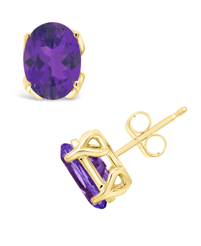 Macy's Amethyst (2-3/8 Ct. T.w.) Stud Earrings In 14k Yellow Gold
