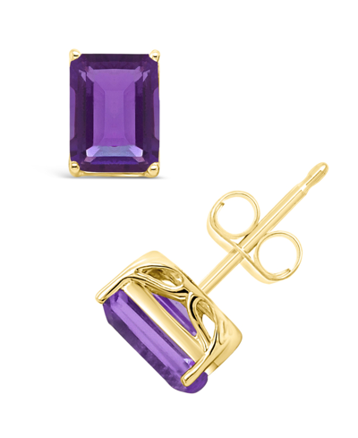 Macy's Amethyst (3-1/5 Ct. T.w.) Stud Earrings In 14k Yellow Gold