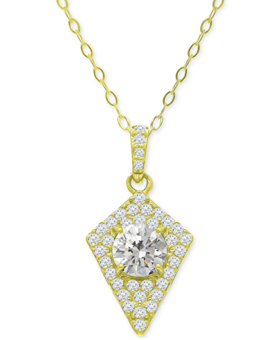 Giani Bernini Cubic Zirconia Kite Cluster Pendant Necklace, 16" + 2" Extender, Created For Macy's In Gold Over Silver