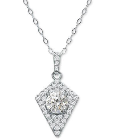 Giani Bernini Cubic Zirconia Kite Cluster Pendant Necklace, 16" + 2" Extender, Created For Macy's In Sterling Silver