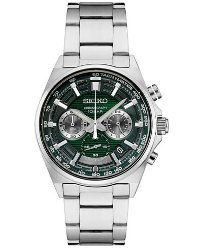 Seiko Men's Chronograph Essentials Stainless Steel Bracelet Watch 41mm In Green