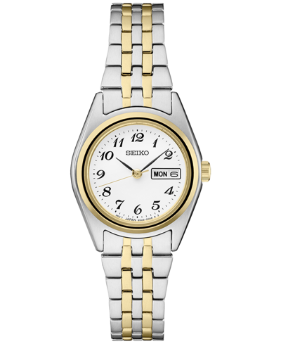 Seiko Women's Analog Essentials Two-tone Stainless Steel Bracelet Watch 25mm In White