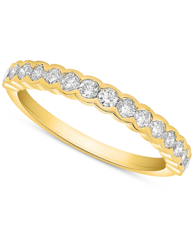 Forever Grown Diamonds Lab-created Diamond Scalloped Band (1/2 Ct. T.w.) In 14k Gold-plated Sterling Silver