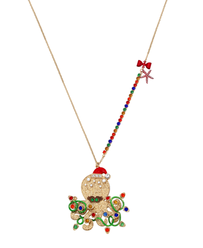 Betsey Johnson Octopus Pendant Long Necklace In Multi
