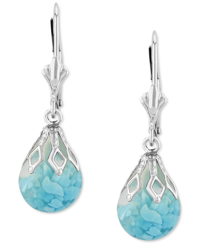 Macy's Turquoise Flake Bulb Drop Earrings In Sterling Silver