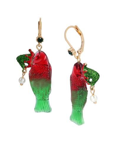 Betsey Johnson Gummy Fish Drop Earrings In Multi