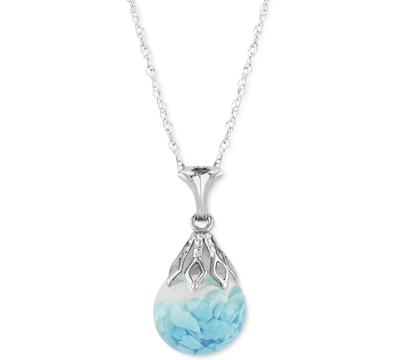 Macy's Turquoise Flake Bulb 18" Pendant Necklace In Sterling Silver