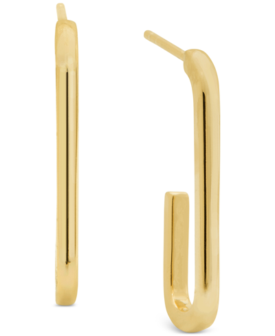 Giani Bernini Polished Tube J Hoop Earrings In 18k Gold-plated Sterling Silver, Created For Macy's In Gold Over Silver