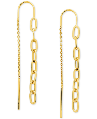 Giani Bernini Chain Link Threader Drop Earrings In 18k Gold-plated Sterling Silver, Created For Macy's (also In St In Gold Over Silver