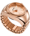 FOSSIL WOMEN'S RING WATCH TWO-HAND ROSE GOLD-TONE STAINLESS STEEL BRACELET WATCH, 15MM