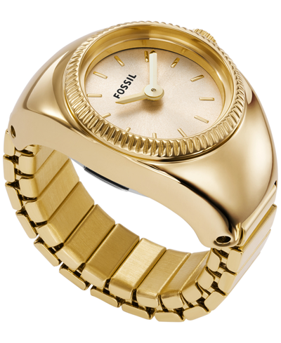 FOSSIL WOMEN'S RING WATCH TWO-HAND GOLD-TONE STAINLESS STEEL BRACELET WATCH, 15MM