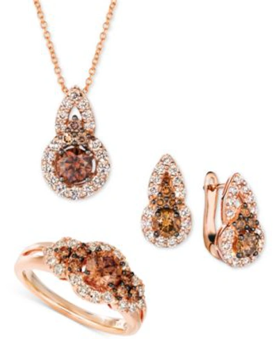Le Vian Chocolate Diamond Nude Diamond Halo Jewelry Collection In 14k Rose Gold In White Gold
