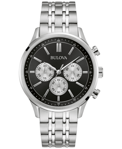 Bulova Men's Chronograph Classic Stainless Steel Bracelet Watch 42mm In Silver-tone