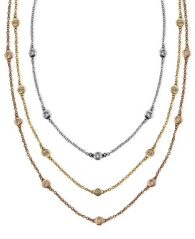 Effy Collection Trio By Effy Diamond Station Necklaces In Rose Gold