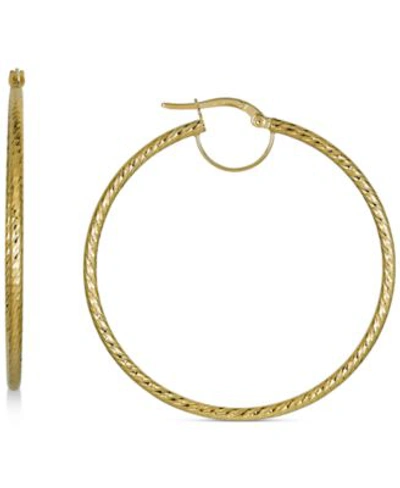 Macy's Textured Hoop Earrings In 10k Gold 30mm 70mm. Made In Italy In Yellow Gold