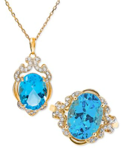 Macy's Blue Topaz White Topaz Jewelry Collection In 14k Gold Plated Sterling Silver