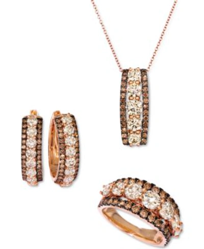 Le Vian Chocolate Diamond Nude Diamond Triple Row Jewelry Collection In Rose Gold