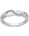Macy's Diamond Hexagon Link Ring (1/10 Ct. T.w.) In Sterling Silver In Sterling Silver