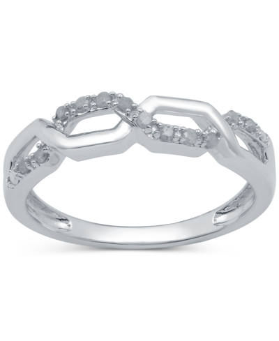 Macy's Diamond Hexagon Link Ring (1/10 Ct. T.w.) In Sterling Silver