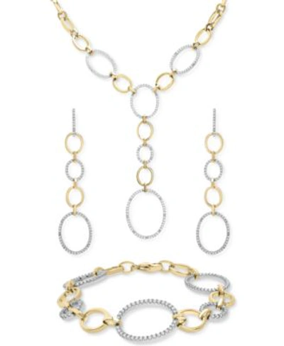 Wrapped In Love Diamond Oval Link Jewelry Collection In 14k Gold Plated Sterling Silver Created For Macys In Gold-plated Sterling Silver