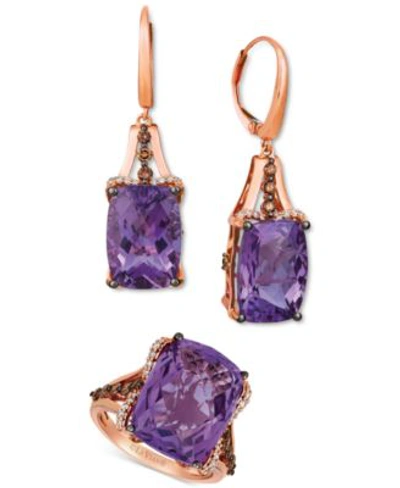 Le Vian Grape Amethyst Diamond Ring Drop Earring Collection In 14k Rose Gold