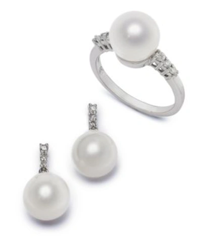 Macy's Cultured Freshwater Pearl Diamond Accent Jewelry Collection In 14k White Gold