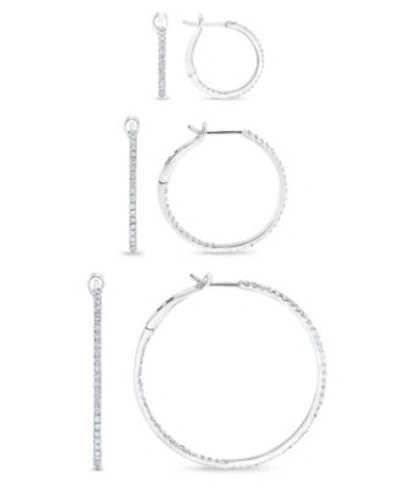 Macy's Diamond In Out Hoop Earrings 1 4 1 Ct. T.w In 10k White Gold