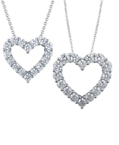 Macy's Diamond Heart Pendant Necklace 2 Ct. T.w. Or 3 Ct. T.w. In 14k White Gold