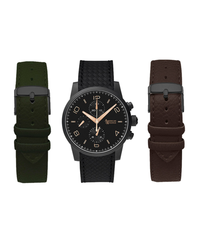 American Exchange Men's Olive, Black, Brown Polyurethane Interchangeable Straps Watch Set 41mm In Multi