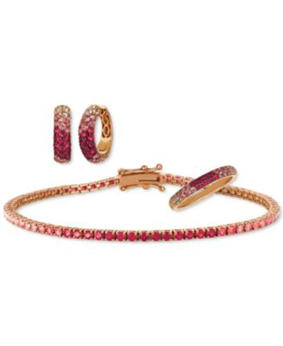 Le Vian Strawberry Layer Cake Multi Gemstone Ring Necklace Earrings Collection In 14k Rose Gold In Multi Colored